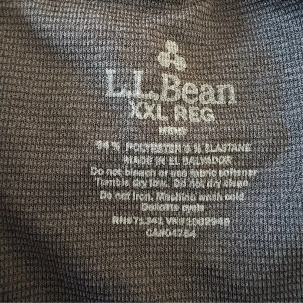 LL Bean Mens Base Layer Pants XXL Gray Waffle Knit Thermal Leggings 0486